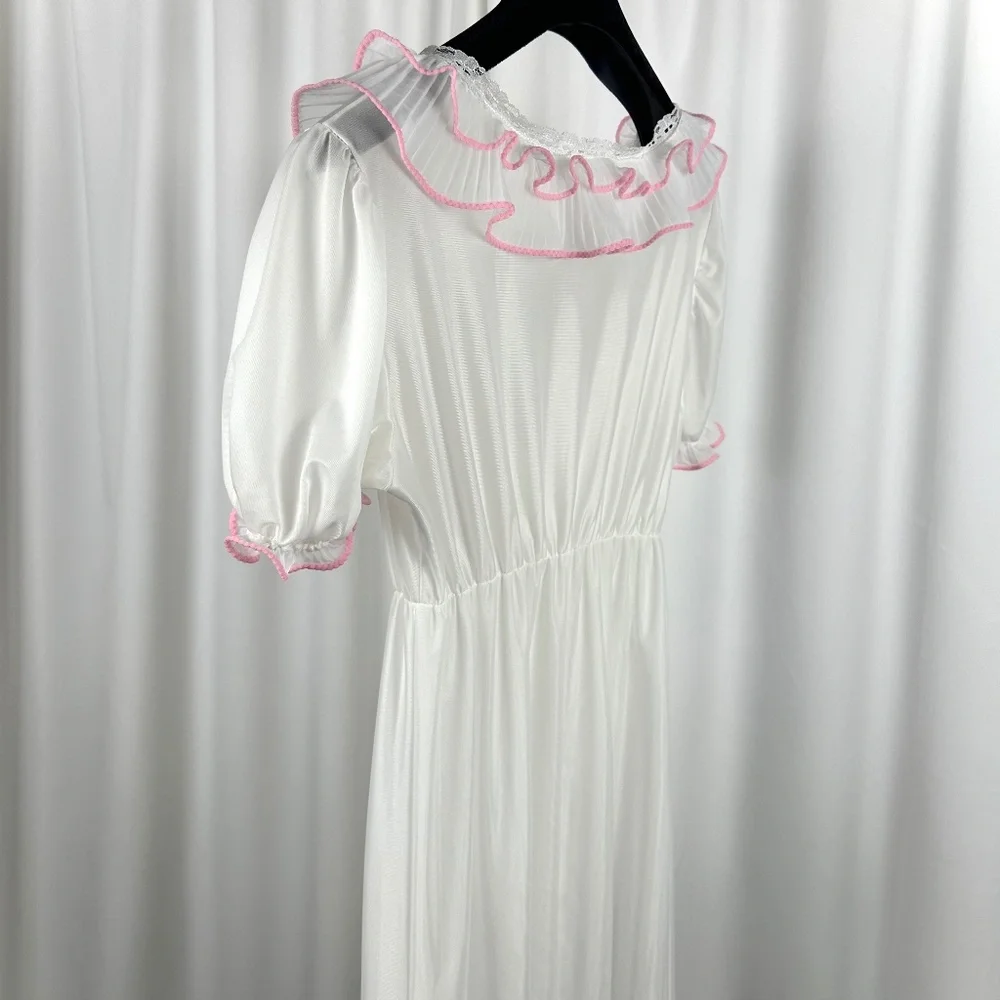 Vintage Bloomies Ivory Ruffle Nightgown Romantic Maxi Small - Picture 14 of 16